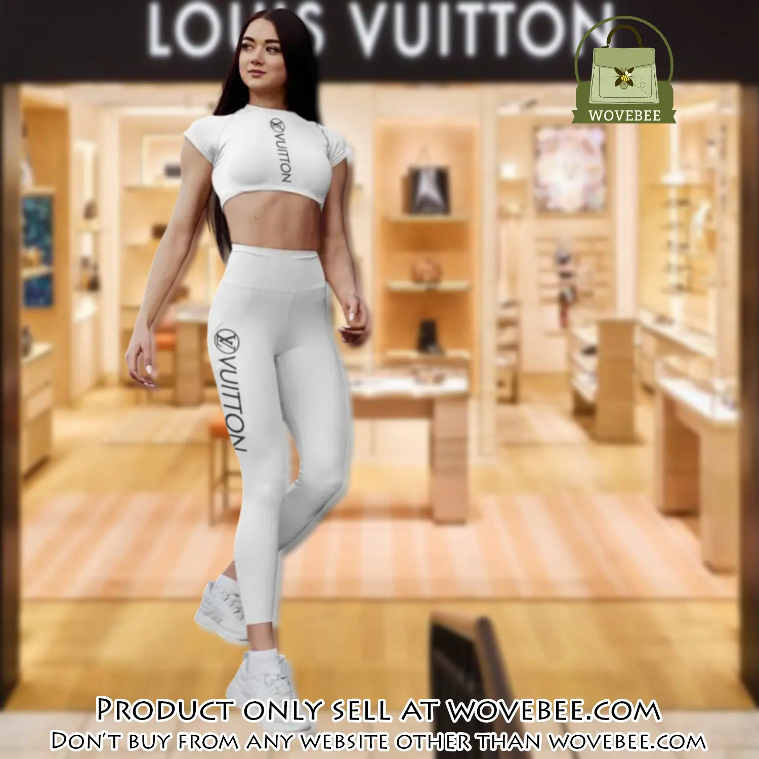 White luxury louis vuitton luxury sportwear combo luxury brand crop top tshirt and legging for women ctl1047 wvb0817142